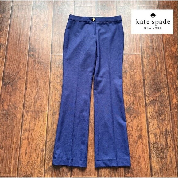 Kate Spade Ali Flare Trouser‎ Wool Dress Pant Navy Corpcore Office Chic Sz 10? - Picture 1 of 16